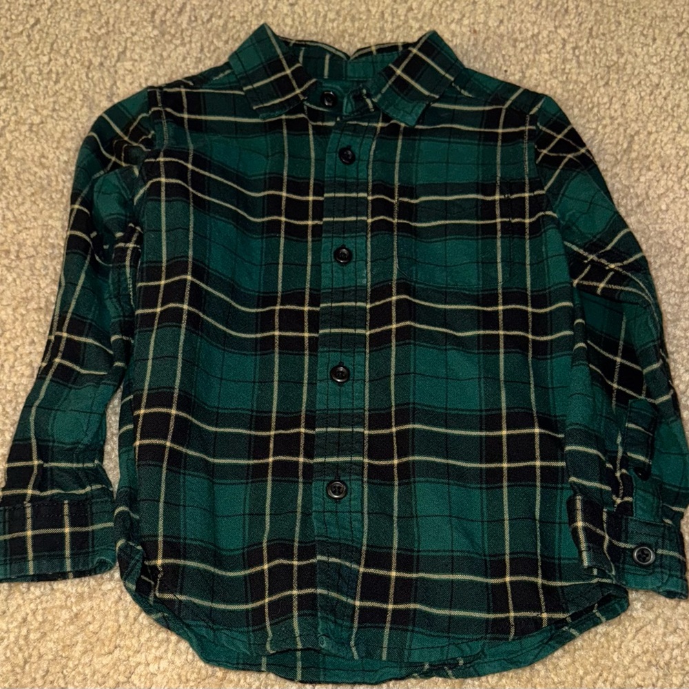 The Children's Place Green Plaid Button Down Shirt